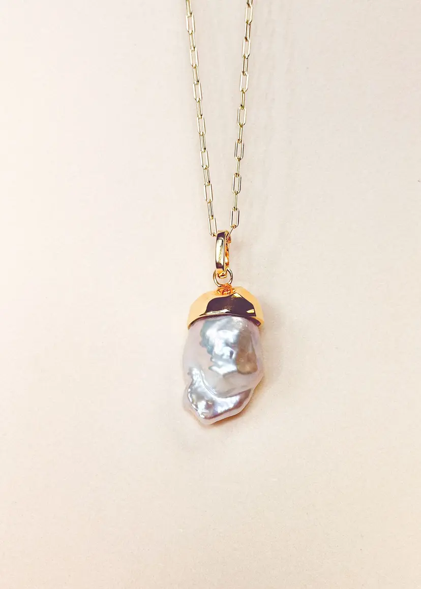 Gold Vermeil Detachable Baroque Pearl Necklace
