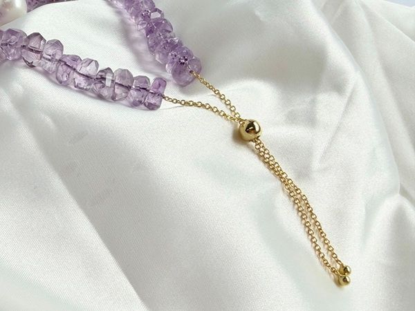 【Purple Radiance】Amethyst and Pearl Necklace with 925 Sterling Silver Clasp, Bracelet with 925 Sterling Silver Chain Set