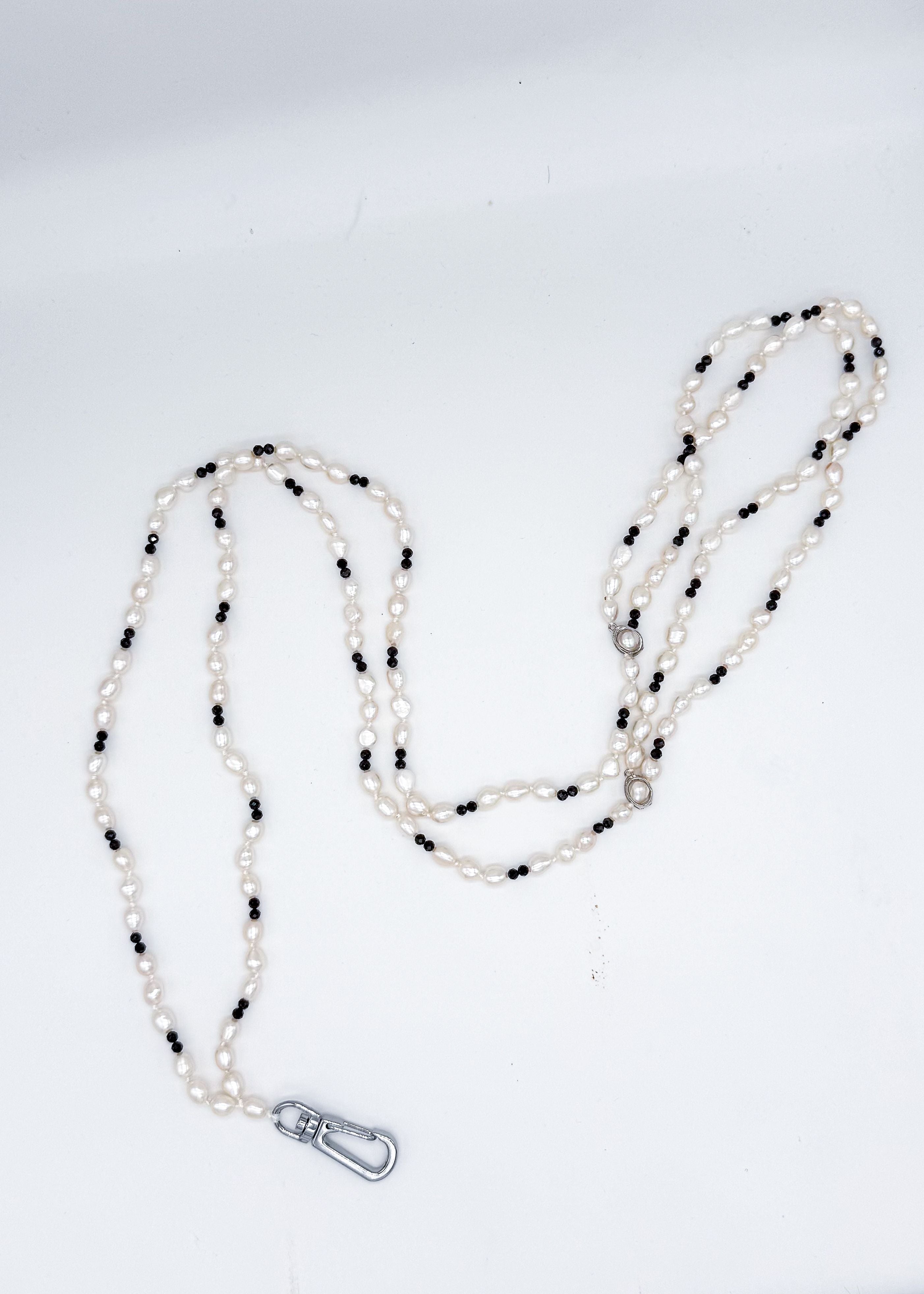 Pearl Black Spinel Phone Charm