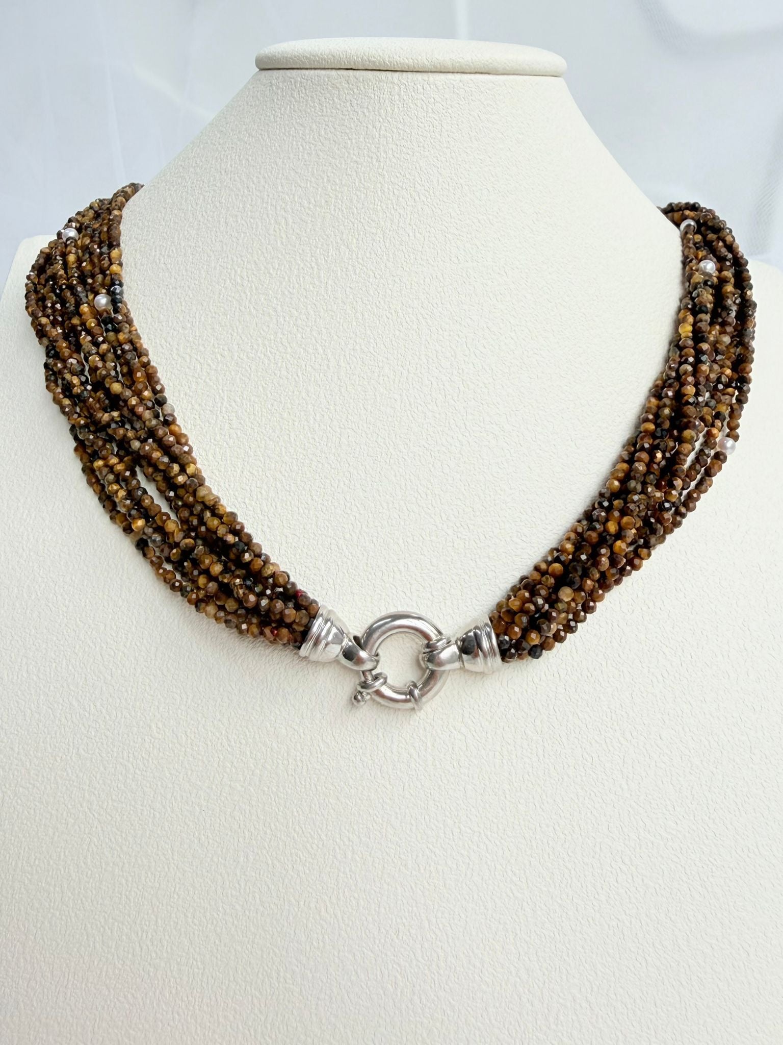 Constellation | Tiger's Eye and Pearl Sterling Silver Necklace