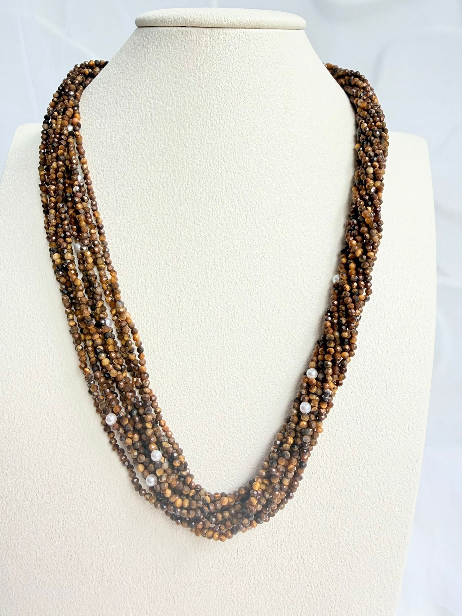 Constellation | Tiger's Eye and Pearl Sterling Silver Necklace