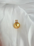 Golden Radiance: 11.6mm Flawless Deep Golden South Sea Pearl 18K Diamond Pendant