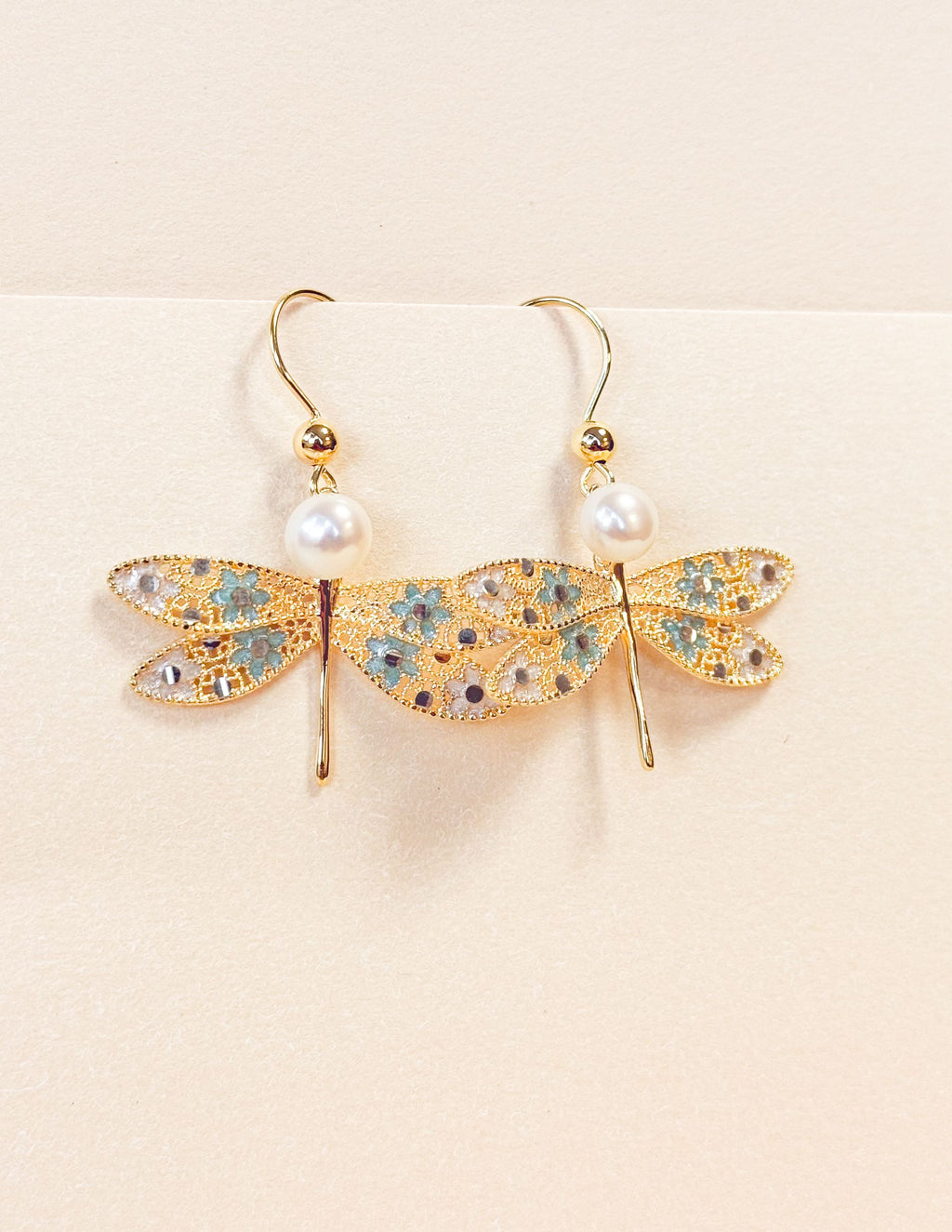 Gold Vermeil Blue Dragonfly Pearl Pendant