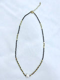 『Lu』Natural black spinel and natural pearl necklace with 925 sterling silver beads and silver clasp