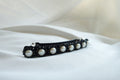"Obsidian Dawn" Pearl and Spinel Woven Hair Clip