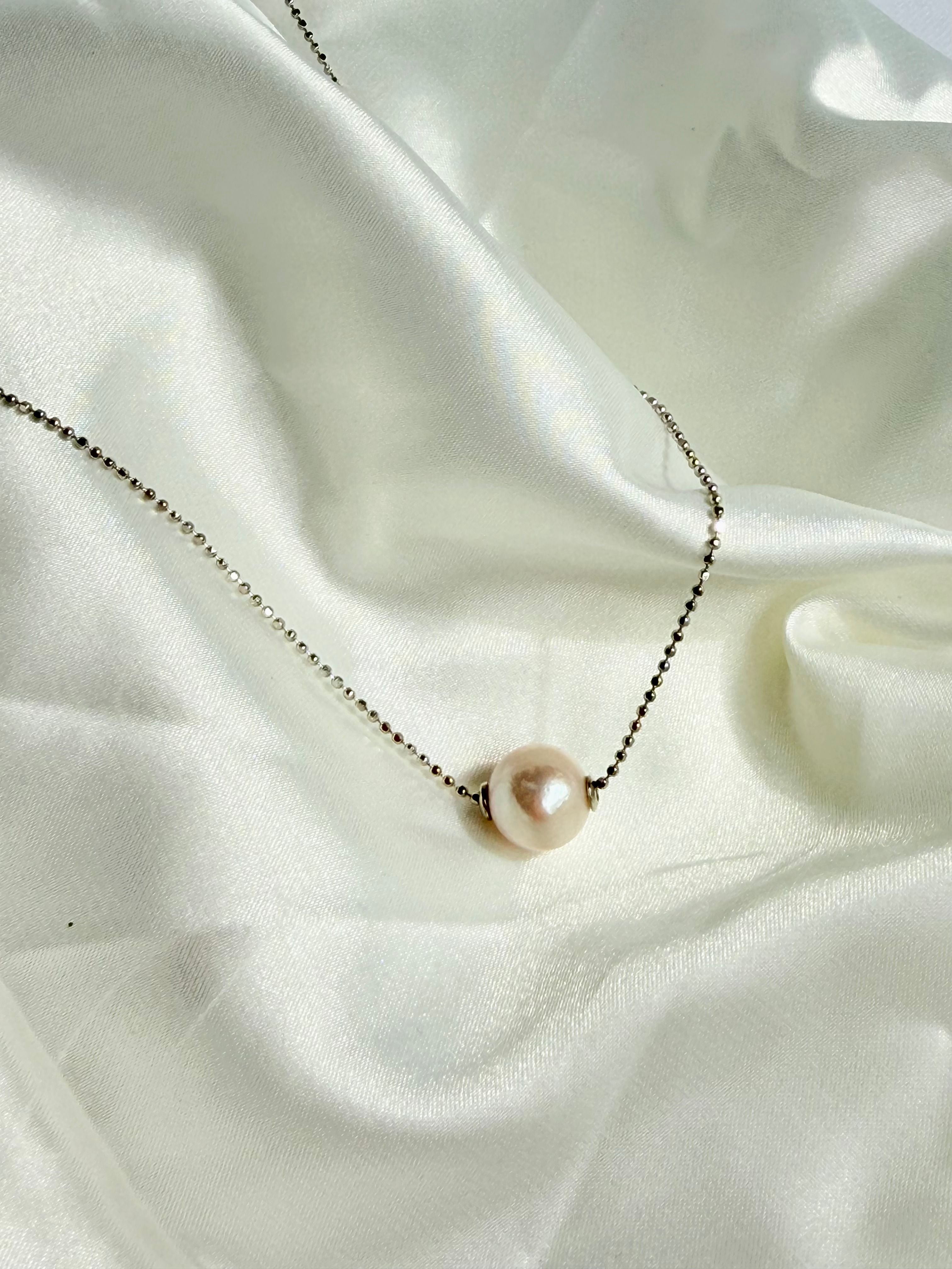 『Free-Spirited Pearl』Natural Pearl 925 Sterling Silver Plated Necklace