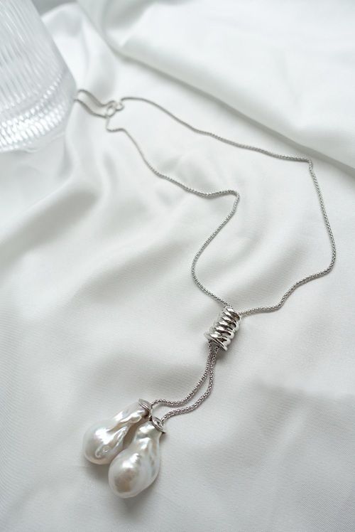 "My Style, My Duo" Baroque Pearl 925 Sterling Silver Plated Necklace