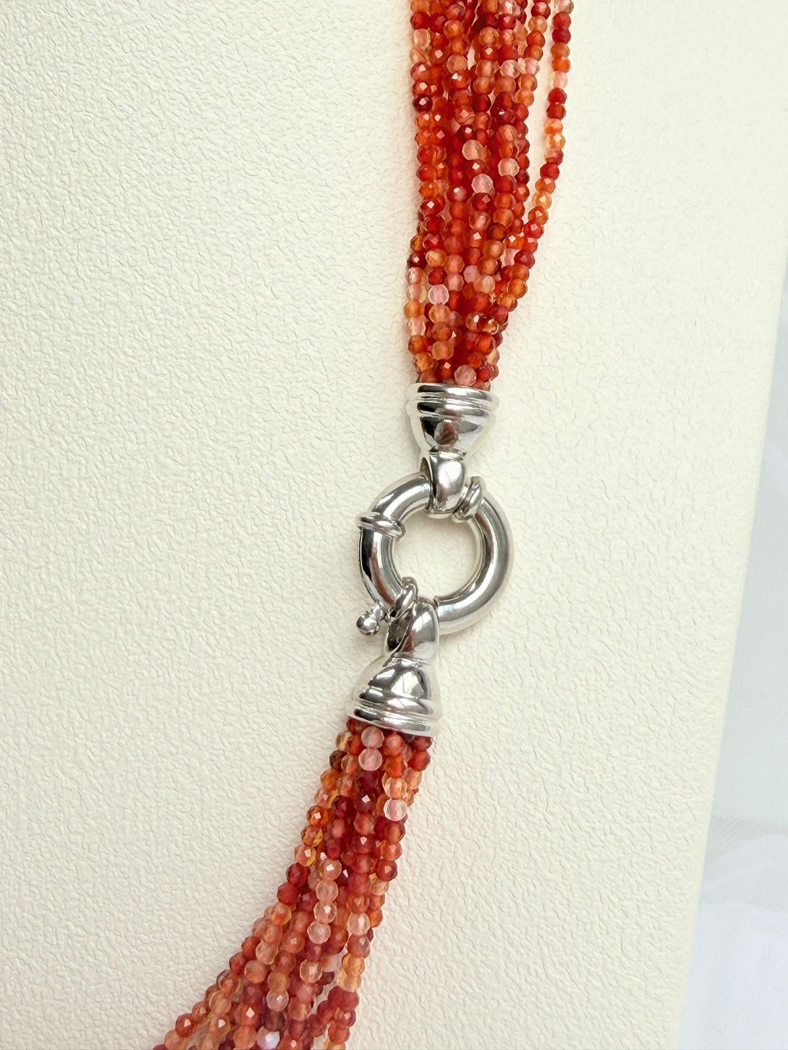 Danhua | Red Agate and Pearl Interspersed Sterling Silver Necklace