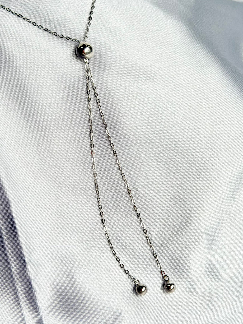 Natural black spinel and Tahitian pearls with 925 plated sterling silver chain