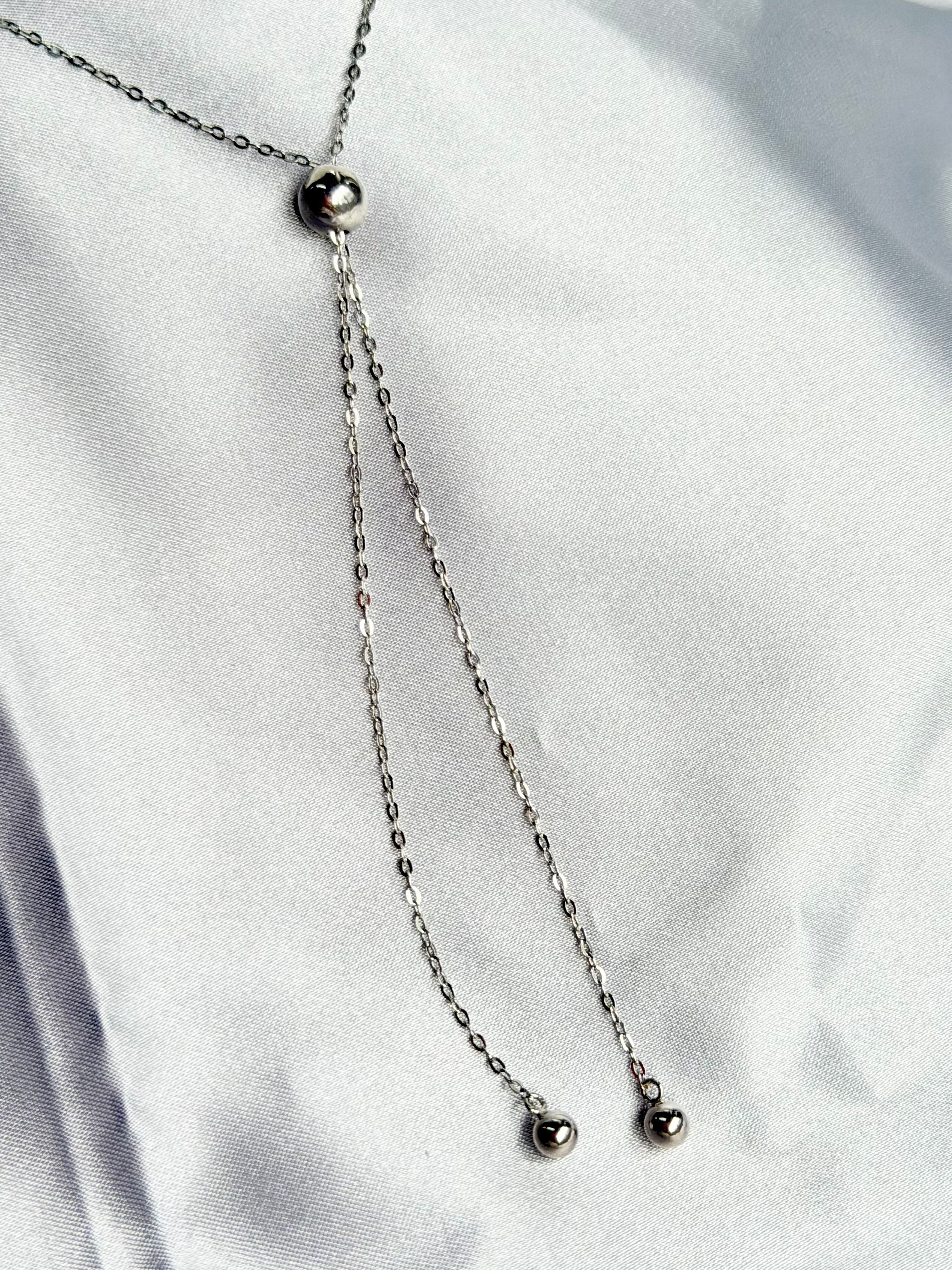 Natural black spinel and Tahitian pearls with 925 plated sterling silver chain