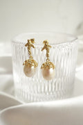 [Forest Whisper Jewelry] Pearl earrings with pendant, 925 silver findings