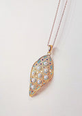 Gold Vermeil Blue Flower Streamline Pearl Pendant