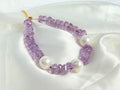 【Purple Radiance】Amethyst and Pearl Necklace with 925 Sterling Silver Clasp, Bracelet with 925 Sterling Silver Chain Set