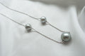 925 Sterling Silver Plated | 10-11mm Tahitian Pearl Slider Necklace (3-Piece Set)
