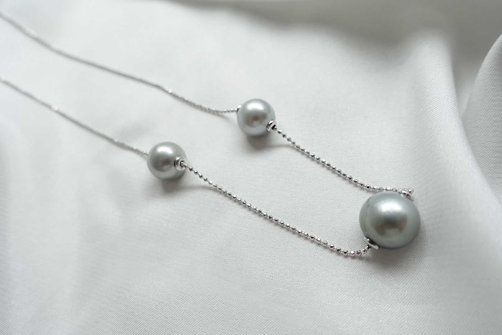925 Sterling Silver Plated | 10-11mm Tahitian Pearl Slider Necklace (3-Piece Set)