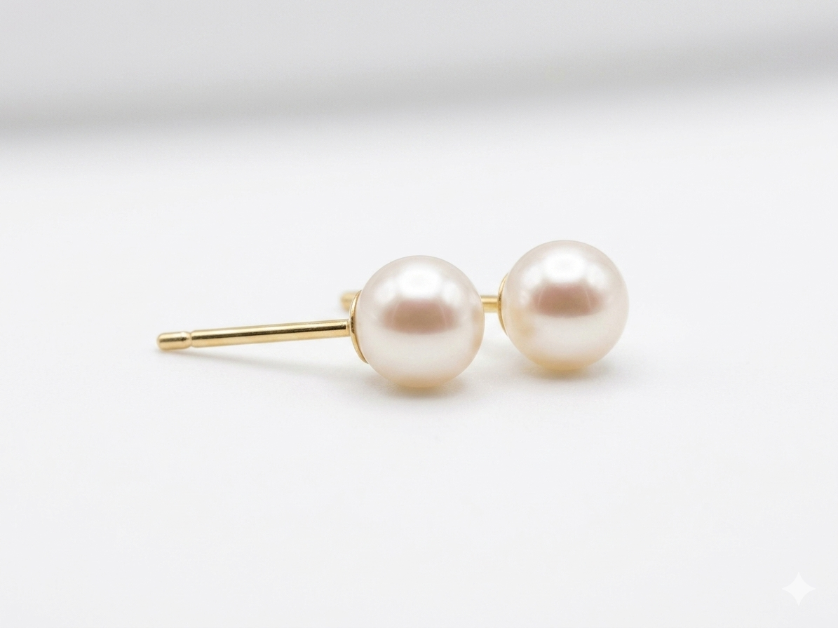 日本 Akoya 海水珍珠耳環 4.5-5mm - 18K 金