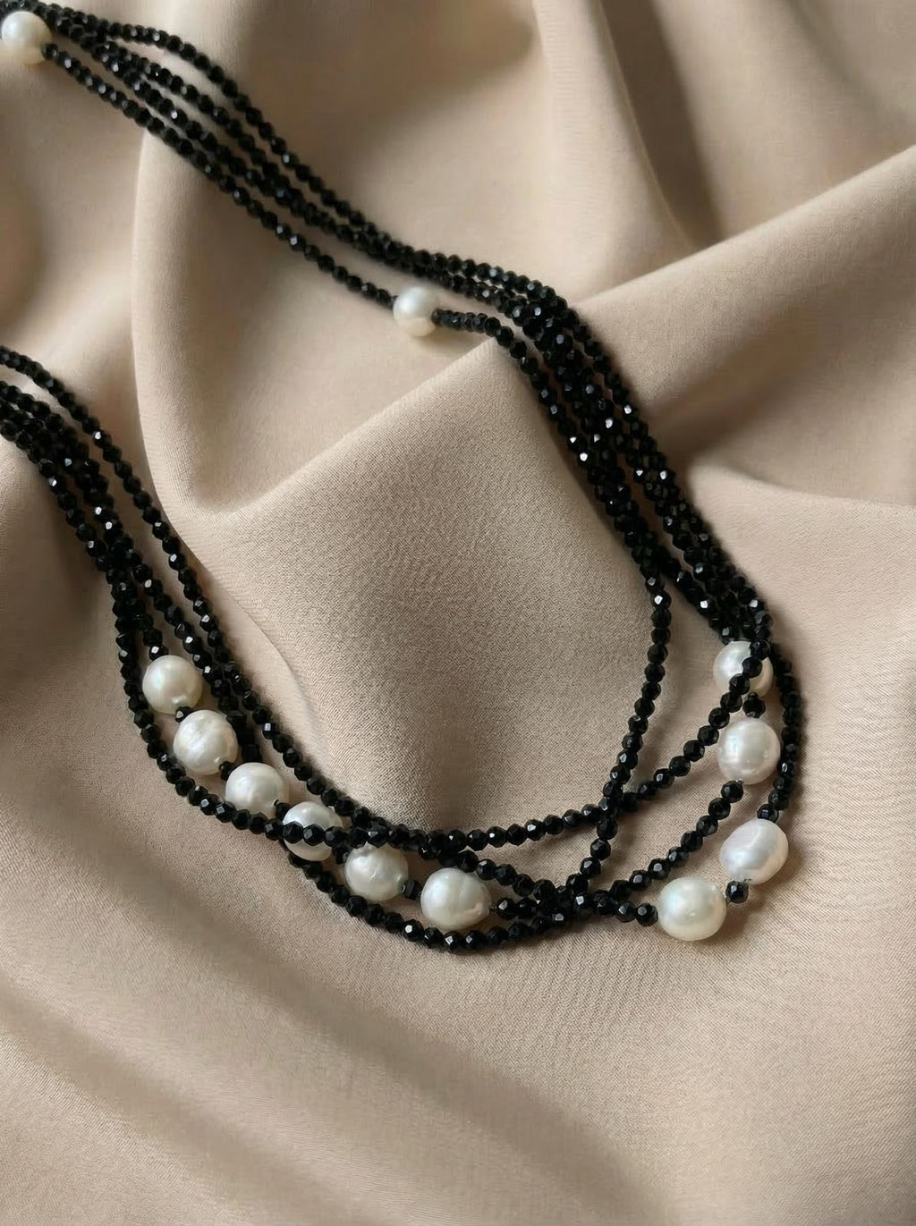 Black Spinel Pearl Long Necklace