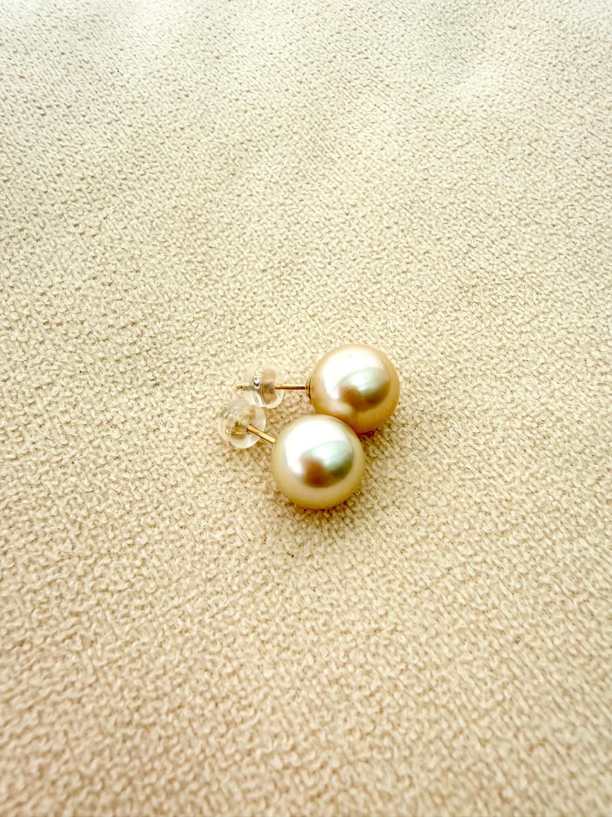南洋金珠 9.5-10mm 14K 金耳釘