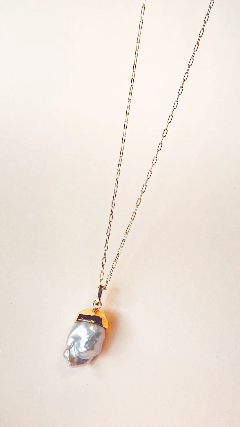 Gold Vermeil Detachable Baroque Pearl Necklace