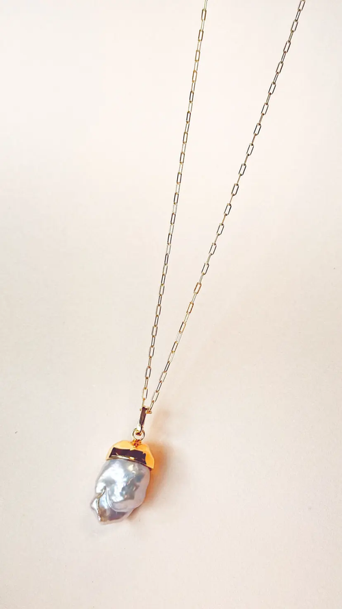 Gold Vermeil Detachable Baroque Pearl Necklace