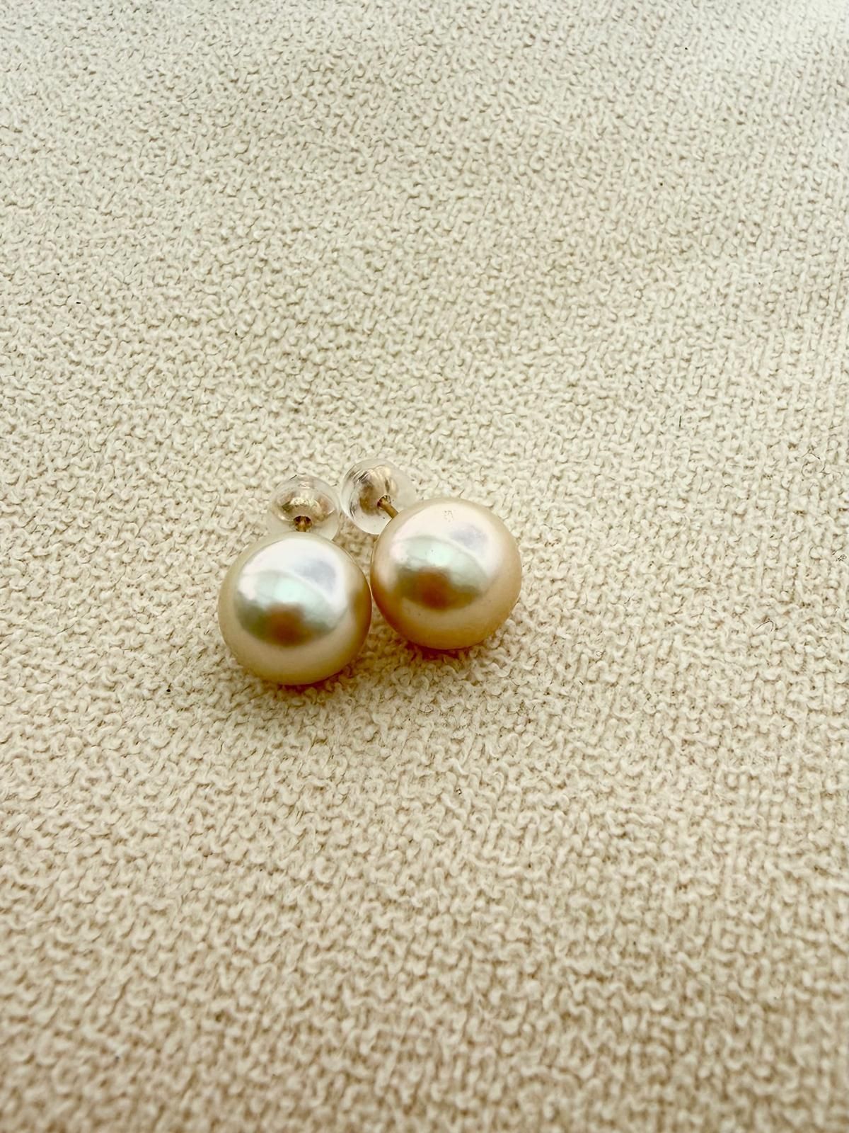 南洋金珠 9.5-10mm 14K 金耳釘