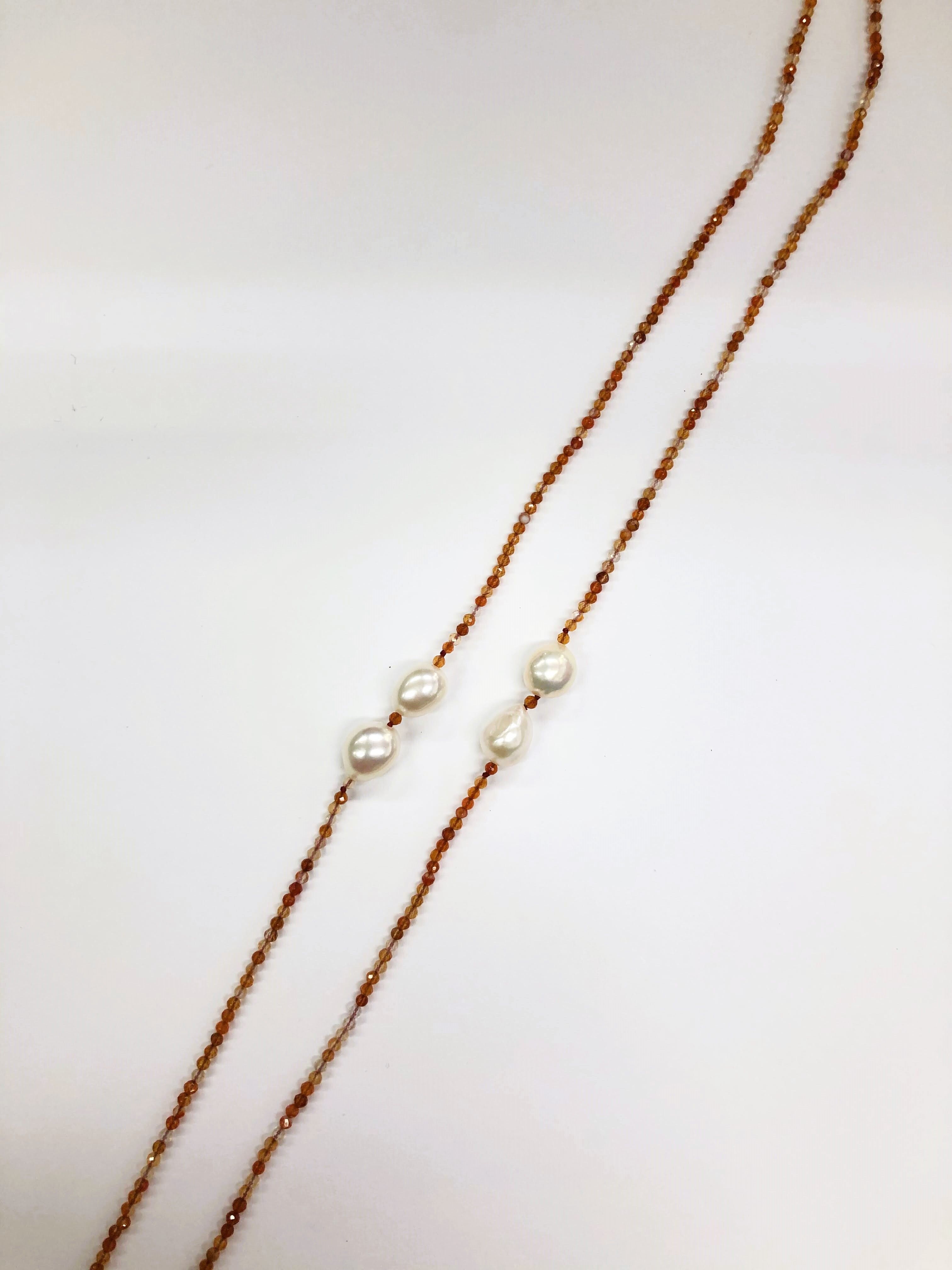 Red Agate and Pearl Necklace