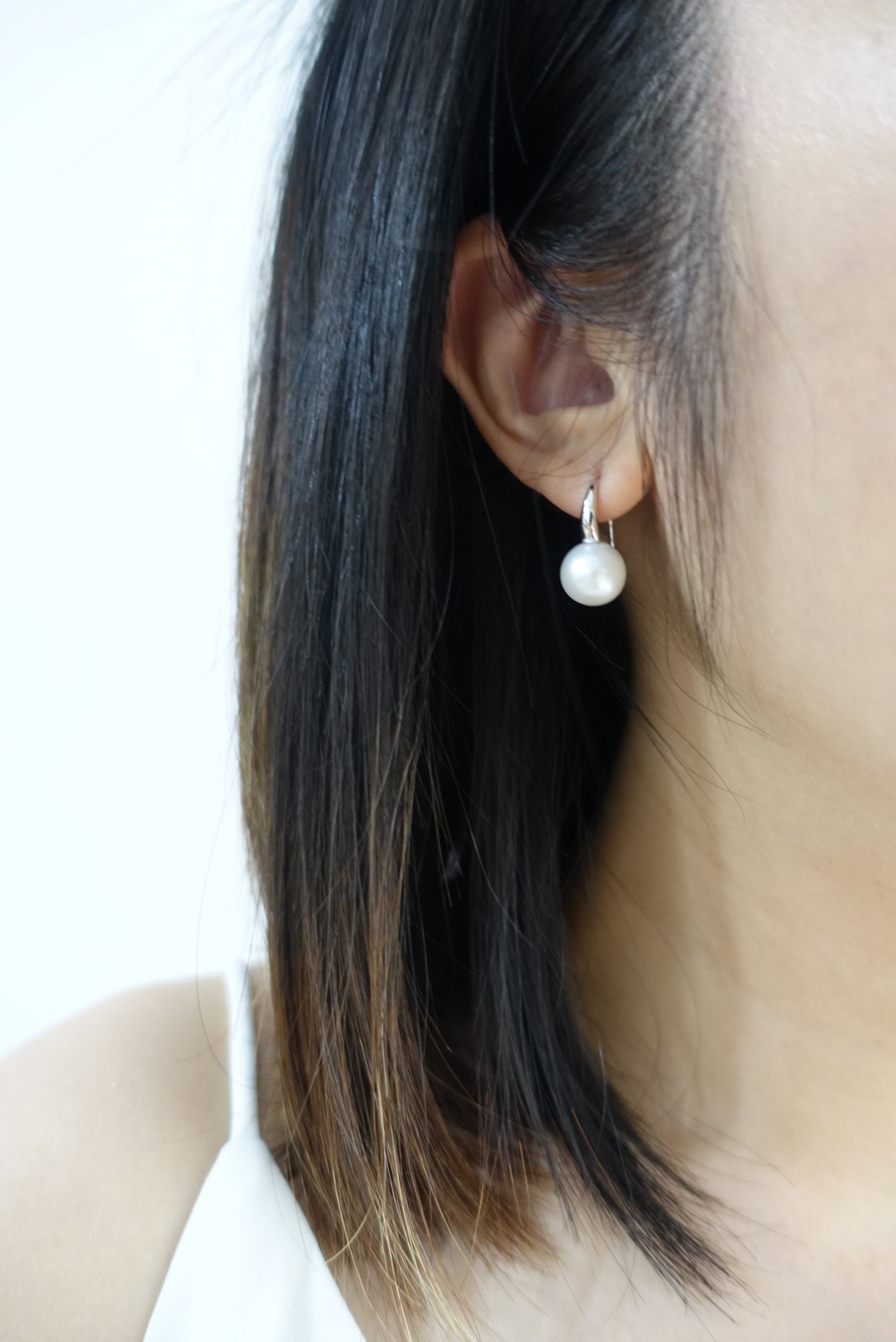 P005E033(J) (6) hook style pearl dangle earring