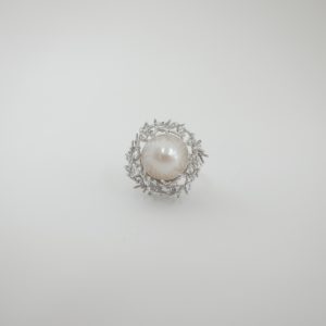 Large Coral Tahitian Pearl Adjustable Open Ring -
