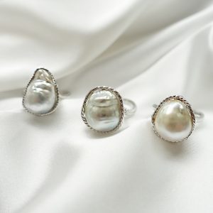 One of a Kind Unique Fresh Water Baroque Adjustable Open Ring