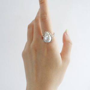 One of a Kind Unique Fresh Water Baroque Adjustable Open Ring