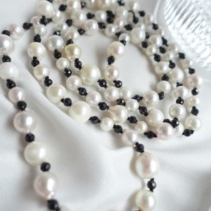 5-8mm Akoya Pearl and Spinel Endless Necklace