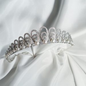 Scallop Freshwater Pearl Tiara Diamante Wedding Tiara