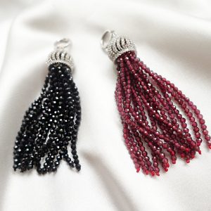 Paves CZ Stones Spinel / Garnet Fringe Tassel Pearl Enhancer Pendant