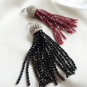 Paves CZ Stones Spinel / Garnet Fringe Tassel Pearl Enhancer Pendant