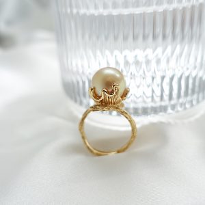 Coral Design South Sea Pearl Adjustable Open Ring