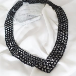 V neck Woven Black Spinel Necklace