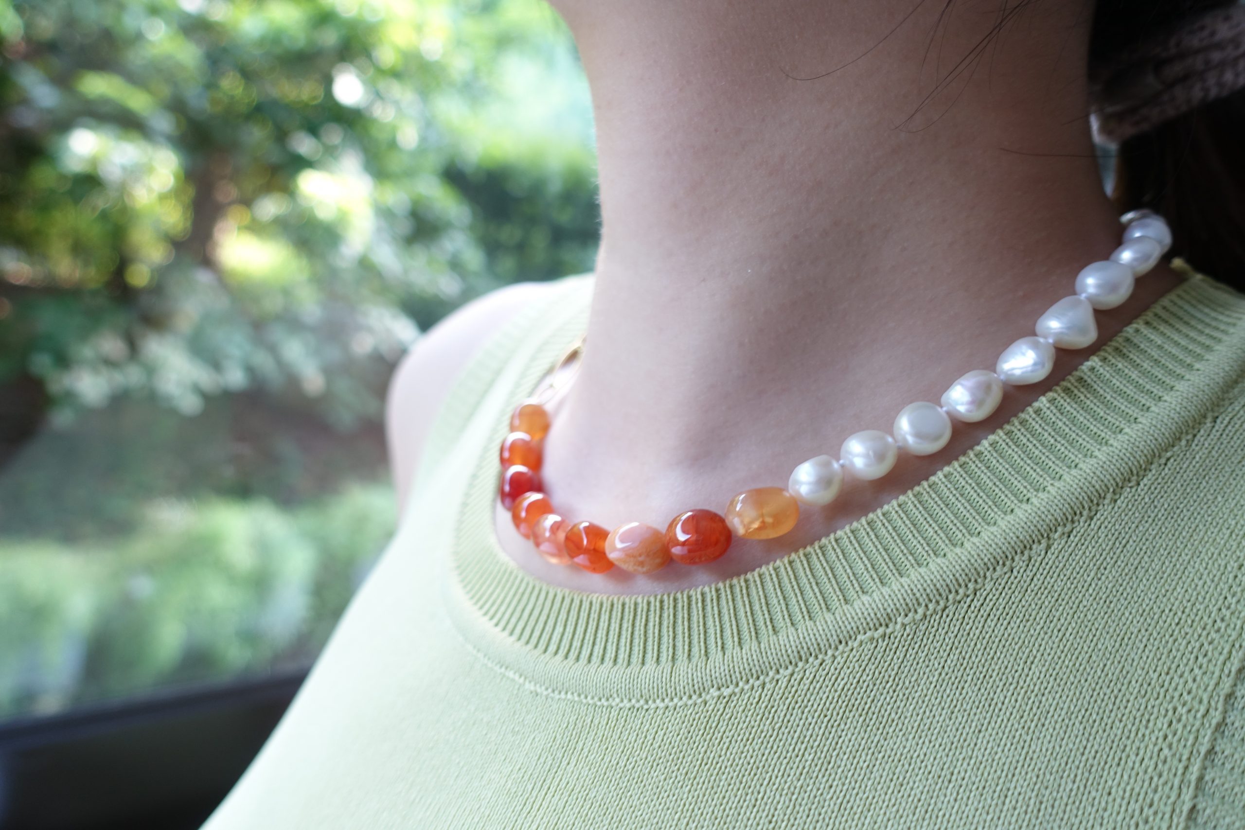 DSC04200 Gold Vermeil Freshwater Pearl and Topaz Necklace