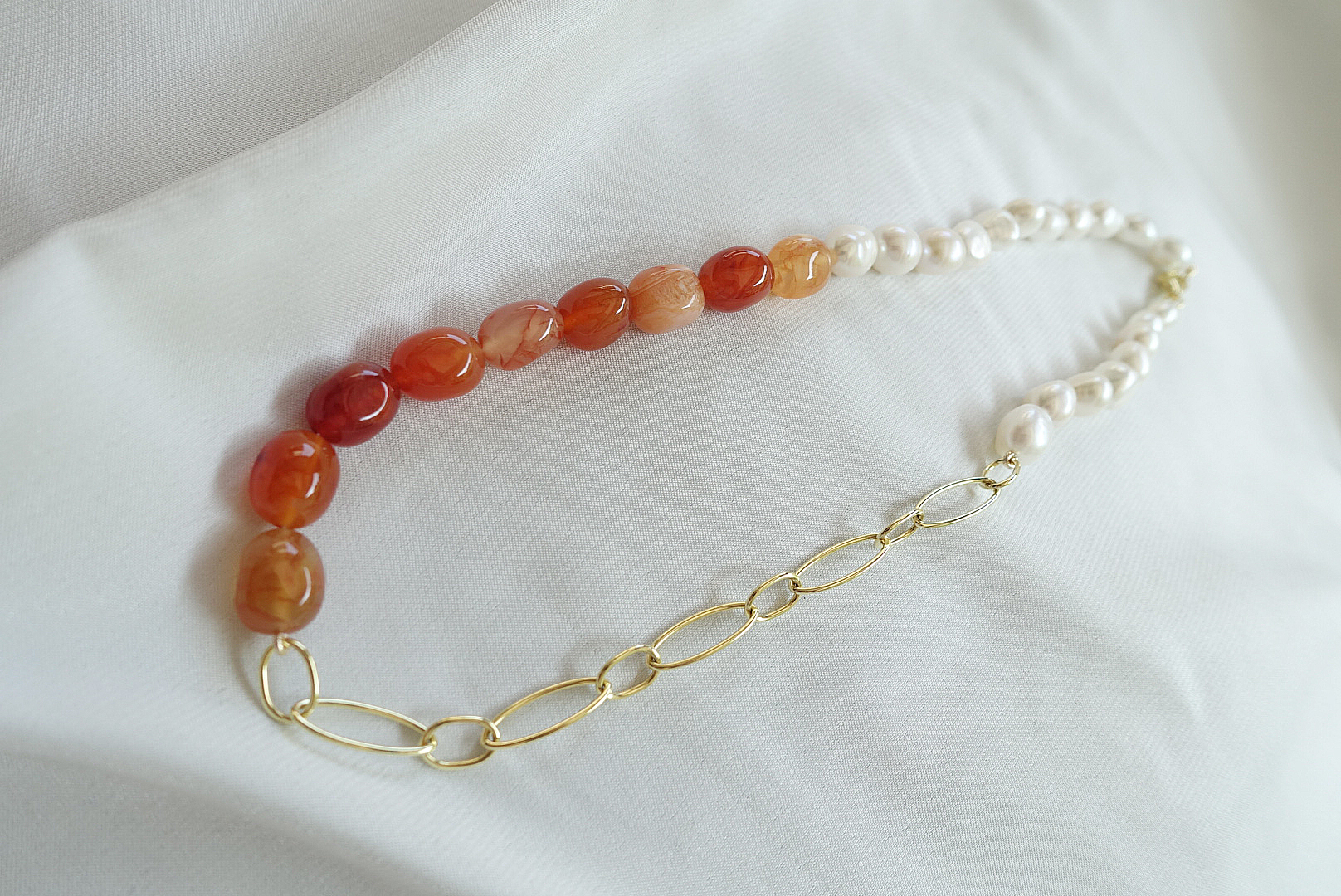 DSC04800拷貝 Gold Vermeil Freshwater Pearl and Topaz Necklace