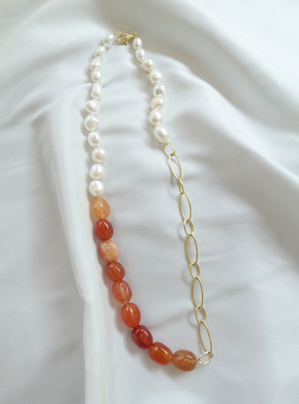 DSC04802拷貝 Gold Vermeil Freshwater Pearl and Topaz Necklace