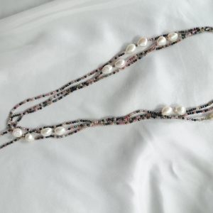 Continuous Toma Stone and Freshwater Pearl Opera Necklace