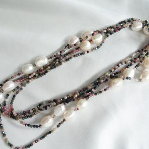 Continuous Toma Stone and Freshwater Pearl Opera Necklace