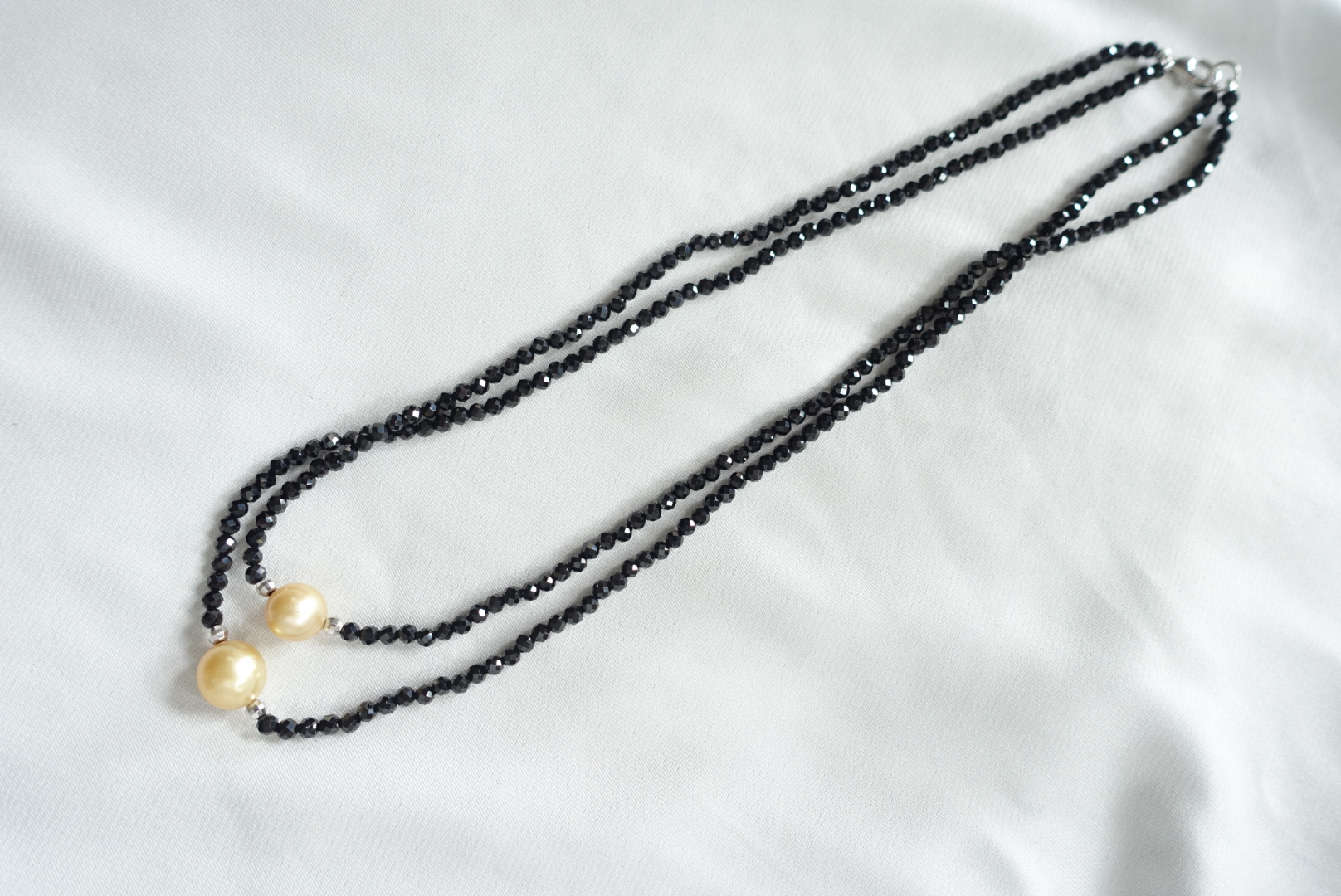 DSC04889 Double Layered Spinel and South Sea Golden Pearl Choker Necklace