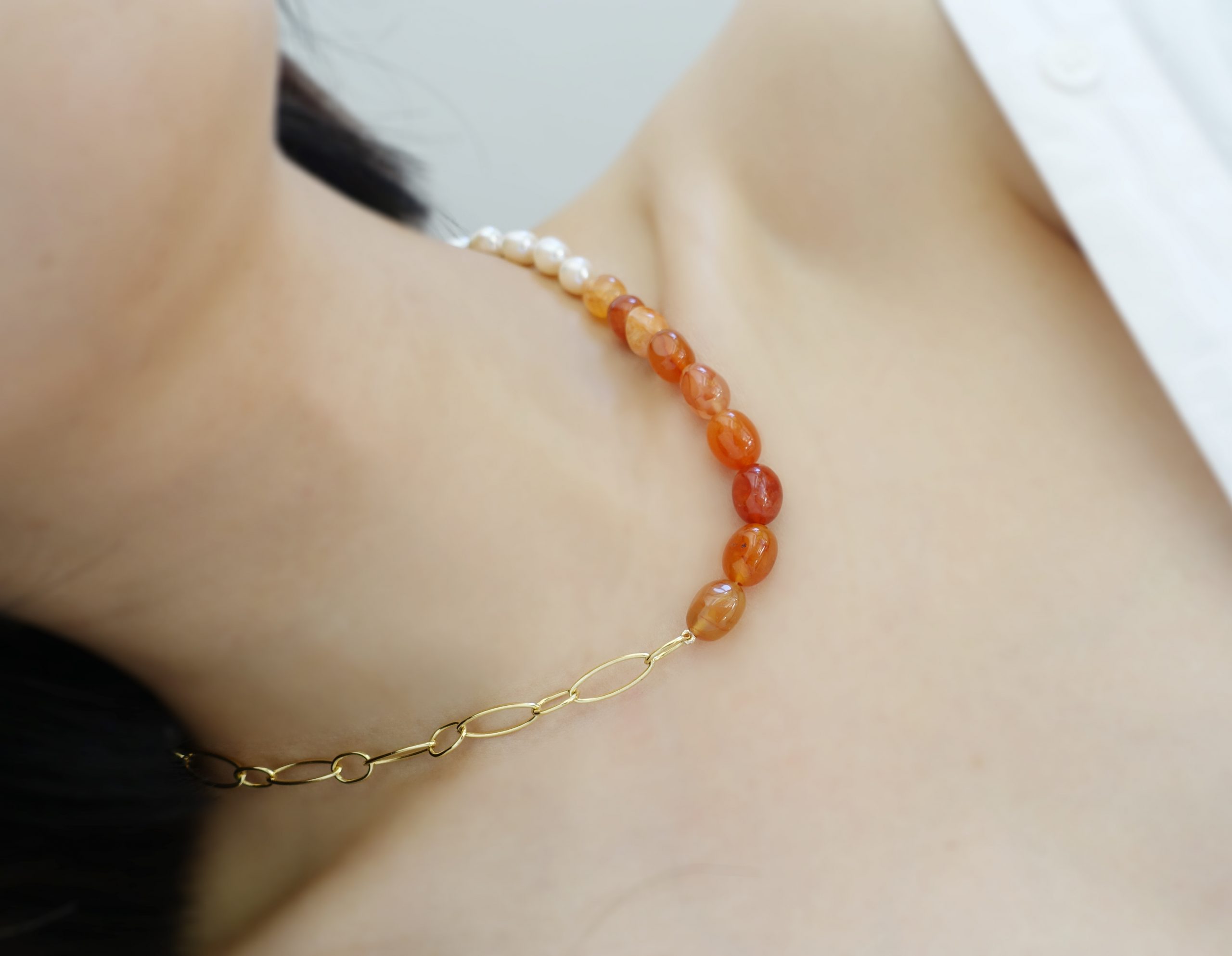 Gold Vermeil Freshwater Pearl and Topaz Necklace