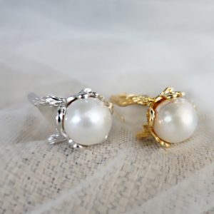 Coral Design Freshwater Pearl Adjustable Open Ring